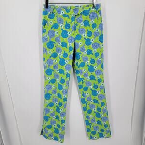 Lilly Pulitzer Pants Womens 10 Snail Print Textured Floral Retro Preppy Summer